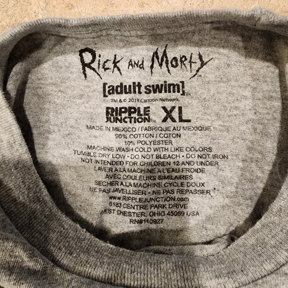 Ripple Junction Brand Adult Swim Gray Rick and Morty Print T-Shirt, Size… - Picture 4 of 4